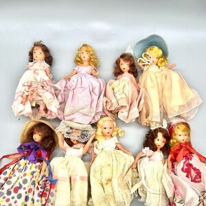 Vintage Nancy Ann Storybook Dolls Lot Of 9 Bisque Dolls With Original Dresses